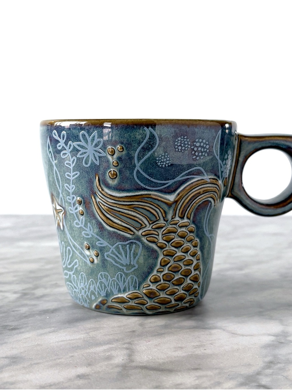 Starbucks Siren’s Tail Blue Green Textured Ceramic Mermaid Mug
